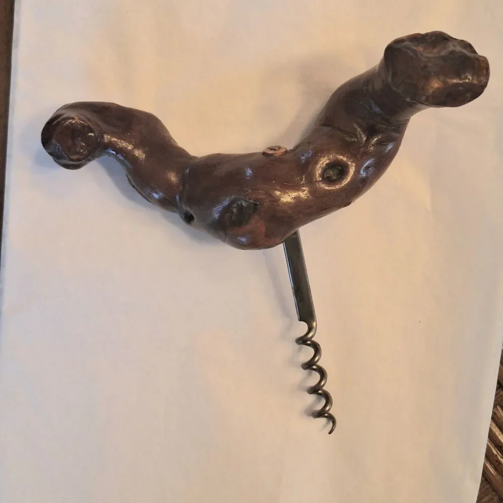 Vintage Grapevine Knotty Wood Corkscrew France Burlwood